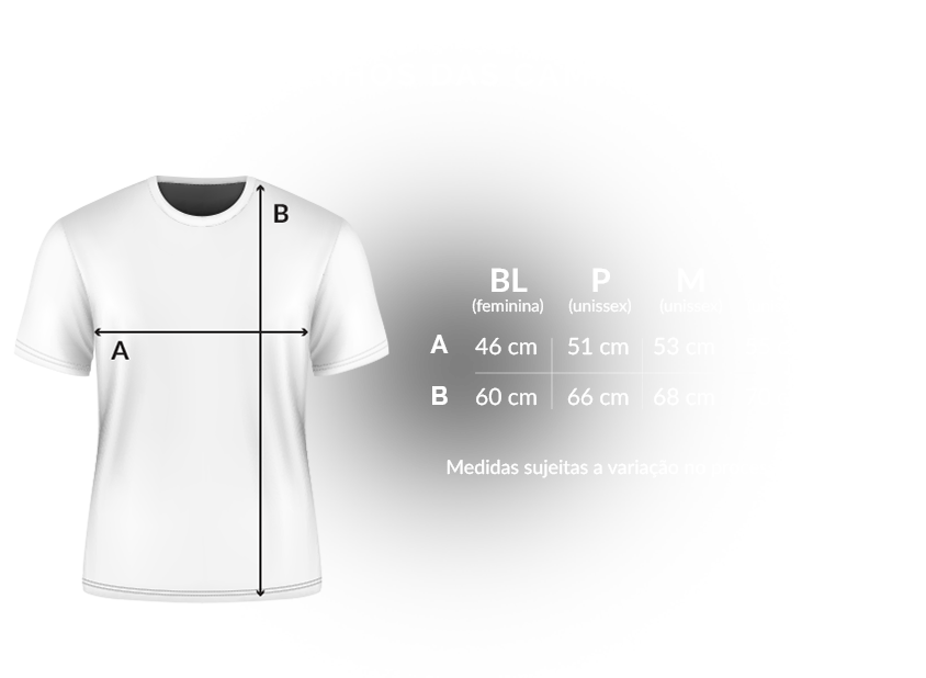 Tamanhos camiseta