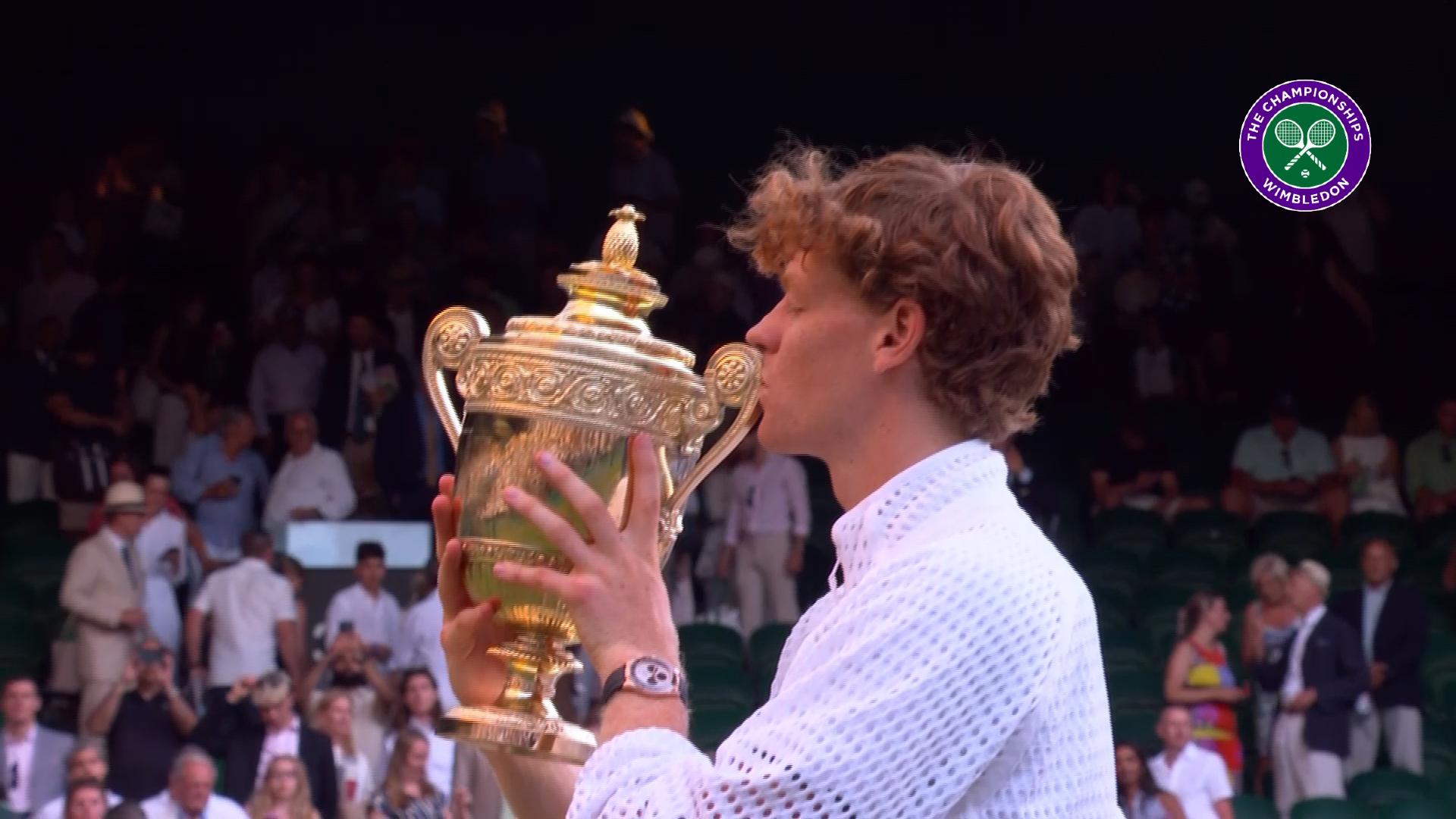 Sealed with a kiss! Sinner picks up his second Wimbledon title