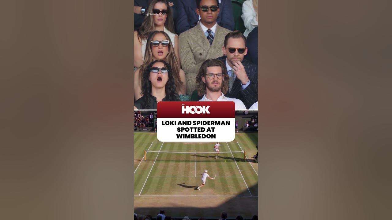 Spider-Man Loki. Andrew Garfield and Tom Hiddleston serving elite crossover energy at Wimbledon