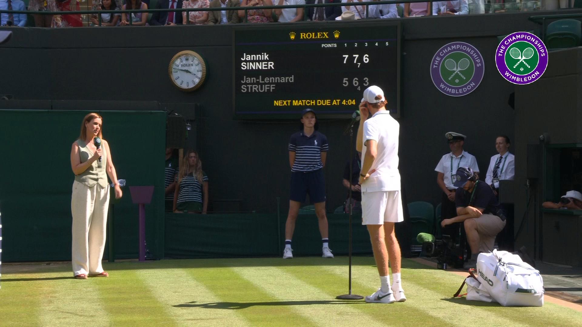 Sinner 'very happy to be back in Wimbledon semis'