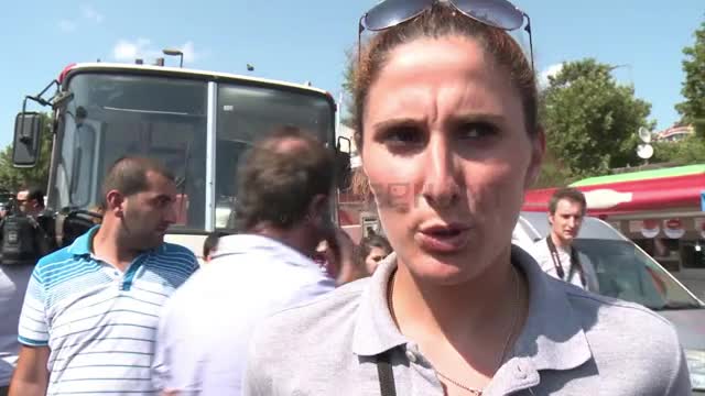 Turkish volleyball players demonstrate wearing sho