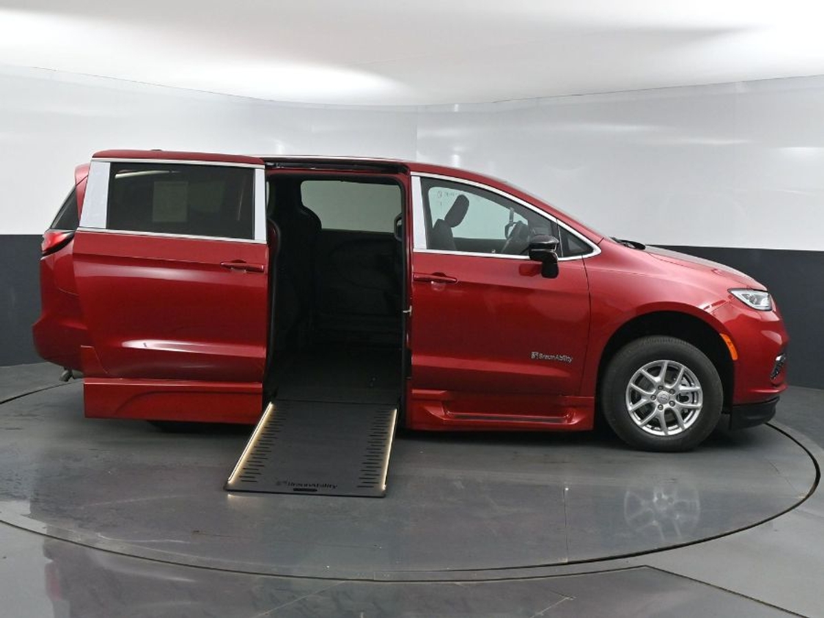 Red Chrysler Pacifica with Side Entry Automatic In Floor ramp