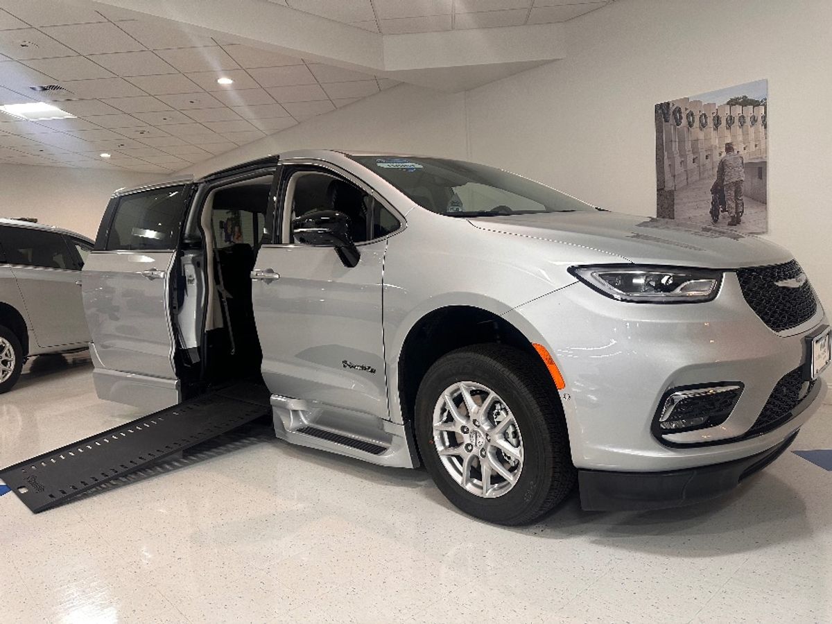Silver Chrysler Pacifica with Side Entry Automatic In Floor ramp