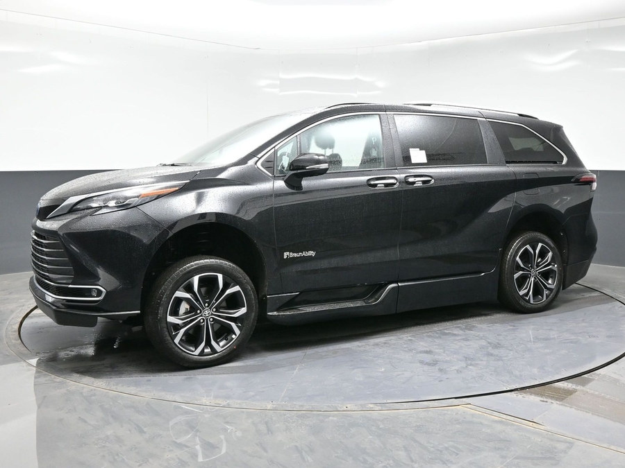 Midnight Black Metallic Toyota Sienna with Side Entry Automatic In Floor ramp