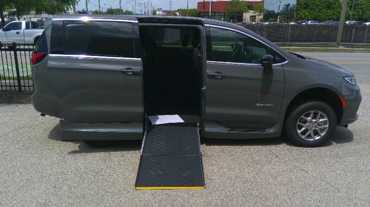 Grey Chrysler Pacifica with Side Entry Automatic Fold Out ramp