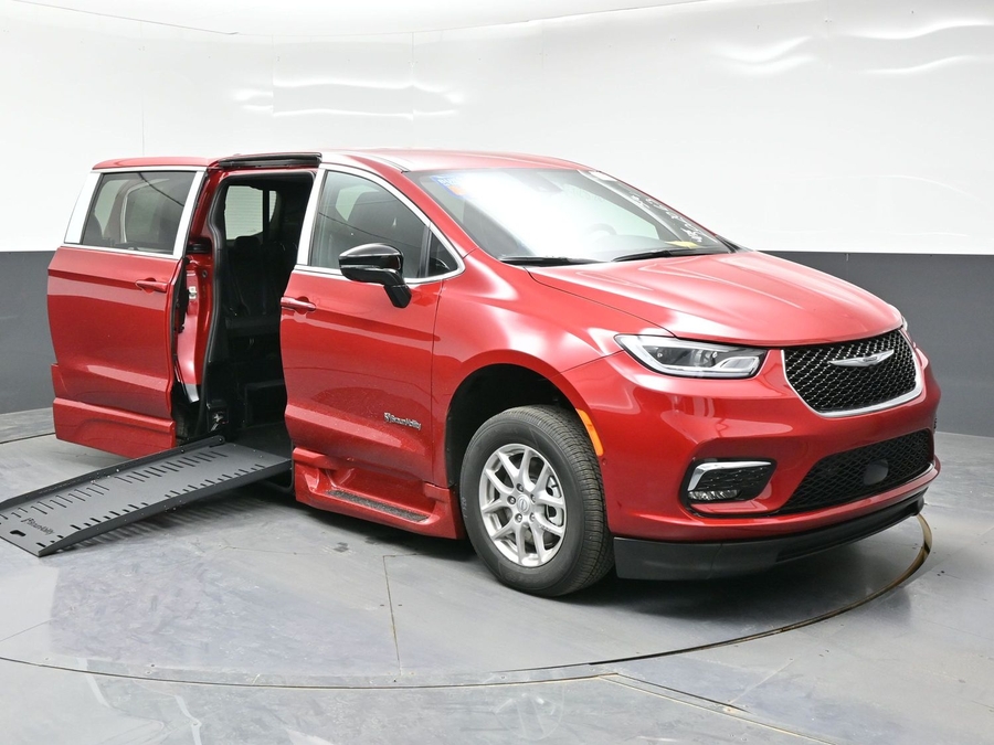 Red Chrysler Pacifica with Side Entry Automatic Fold Out ramp