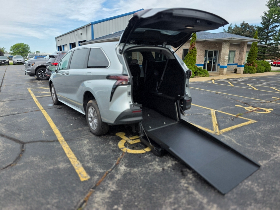 Celestial Silver Toyota Sienna with Rear Entry Manual Fold Out ramp