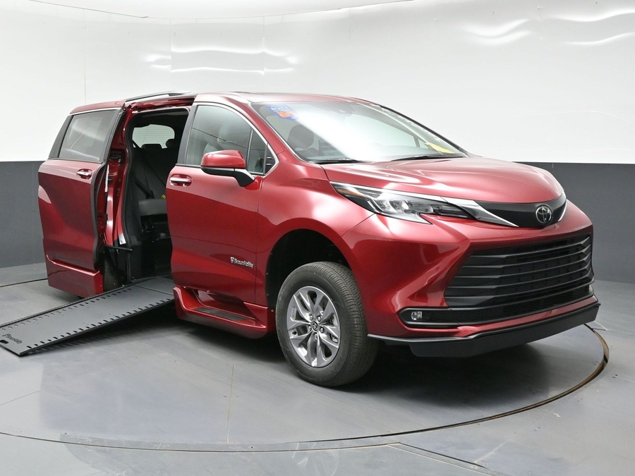 Red Toyota Sienna with Side Entry Automatic In Floor ramp