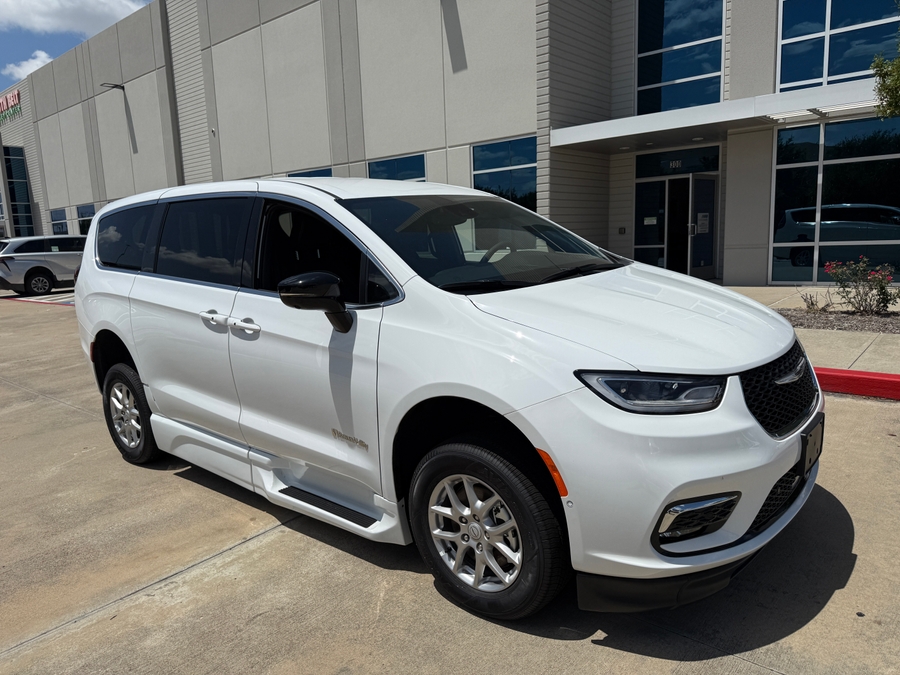 White Chrysler Pacifica with Side Entry Automatic In Floor ramp