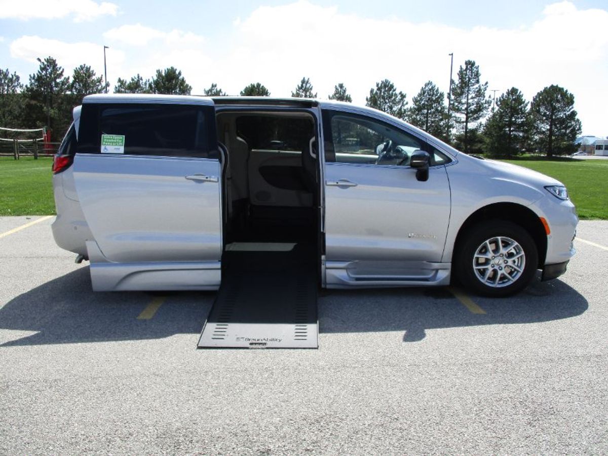 Silver Chrysler Pacifica with Side Entry Automatic In Floor ramp