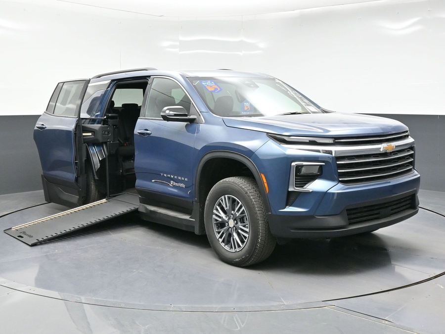 Blue Chevrolet Traverse with Side Entry Automatic In Floor ramp