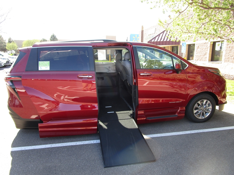 Red Toyota Sienna with Side Entry Automatic In Floor ramp
