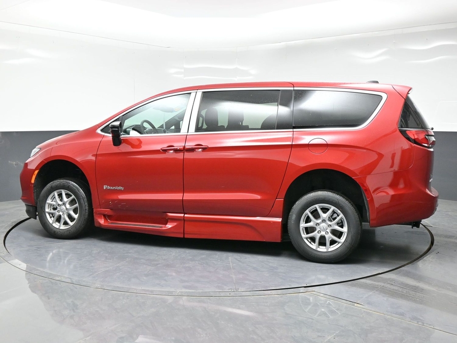 Red Chrysler Pacifica with Side Entry Automatic In Floor ramp
