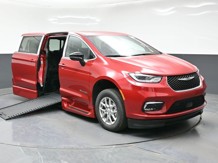 Red Chrysler Pacifica with Side Entry Automatic In Floor ramp