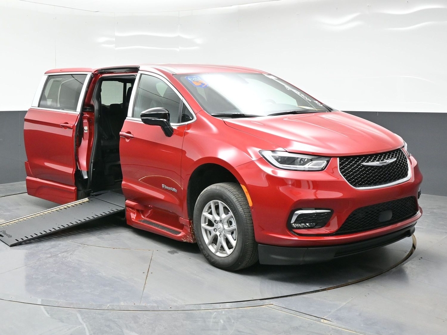 Red Chrysler Pacifica with Side Entry Automatic In Floor ramp