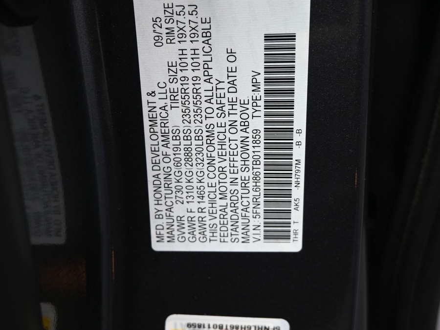 New 2026 Honda Odyssey Touring - BraunAbility Side Entry In Floor Automatic Ramp