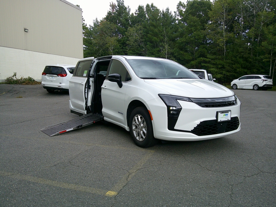 White Chrysler Pacifica with Side Entry Automatic Fold Out ramp