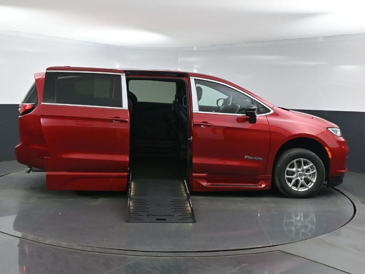 Red Chrysler Pacifica with Side Entry Automatic Fold Out ramp