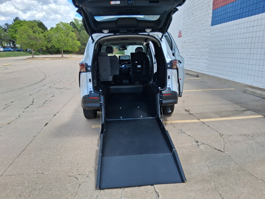 White Toyota Sienna with Rear Entry Manual Fold Out ramp