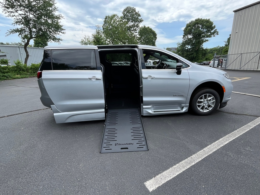 Silver Chrysler Pacifica with Side Entry Automatic Fold Out ramp