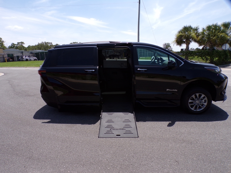 Black Toyota Sienna with Side Entry Automatic Fold Out ramp