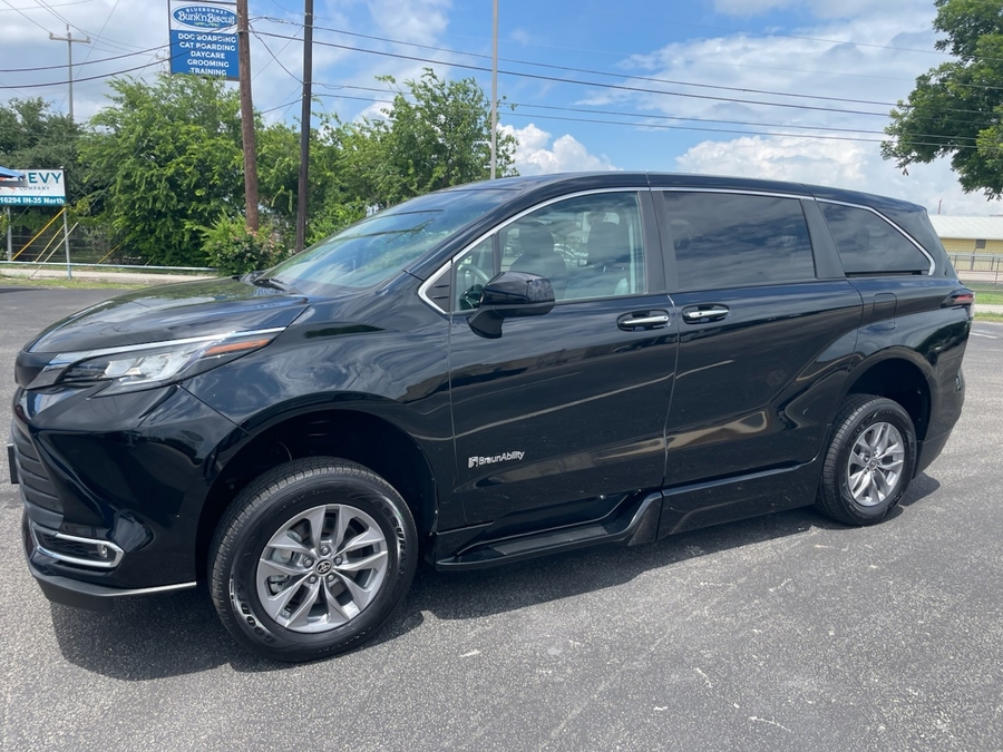 Black Toyota Sienna with Side Entry Automatic Fold Out ramp