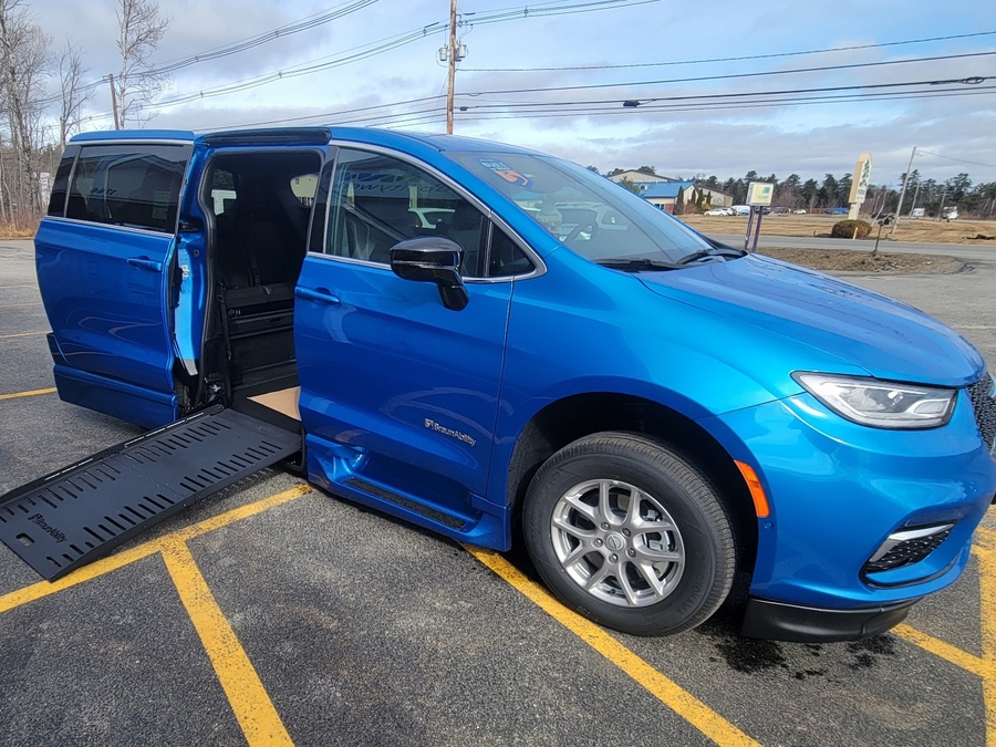 Blue Chrysler Pacifica with Side Entry Automatic Fold Out ramp