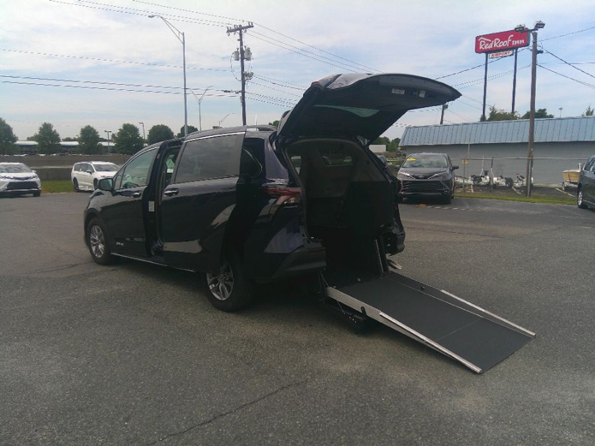 Blue Toyota Sienna with Rear Entry Manual Fold Out ramp