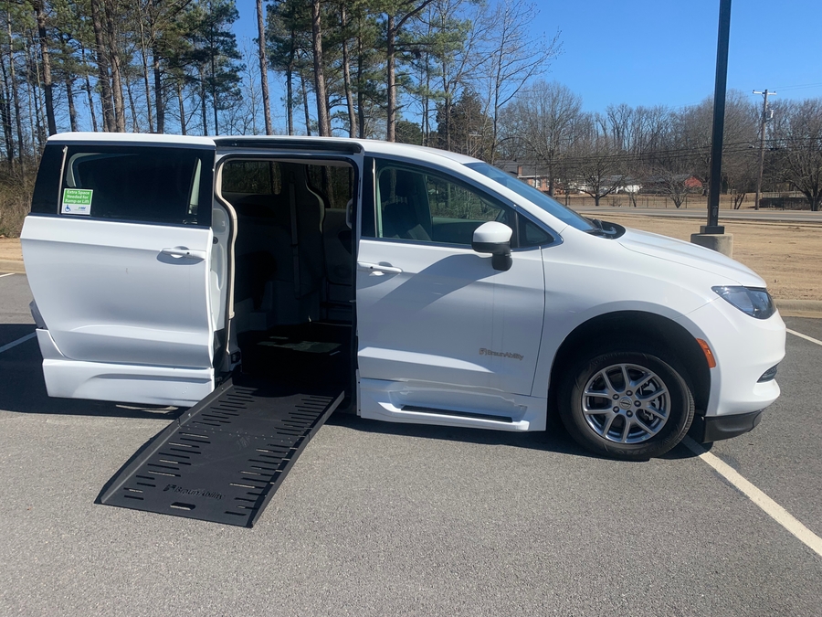 White Chrysler Pacifica with Side Entry Automatic Fold Out ramp
