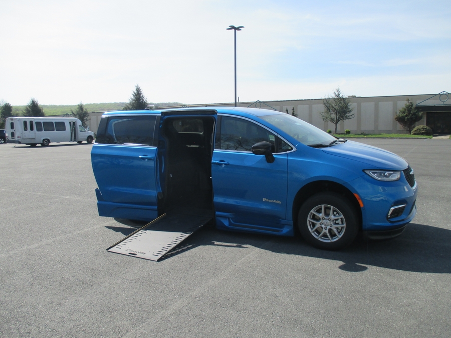 Blue Chrysler Pacifica with Side Entry Automatic In Floor ramp