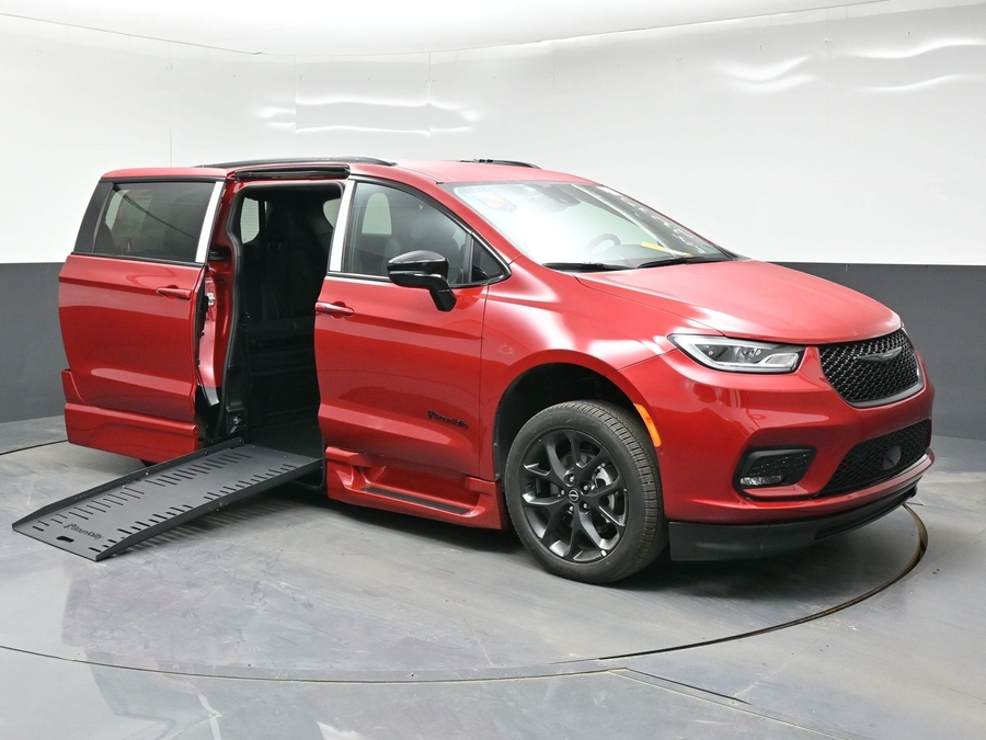 Red Chrysler Pacifica with Side Entry Automatic Fold Out ramp