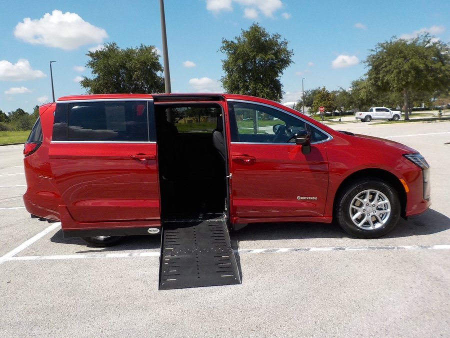 Red Chrysler Pacifica with Side Entry Automatic Fold Out ramp
