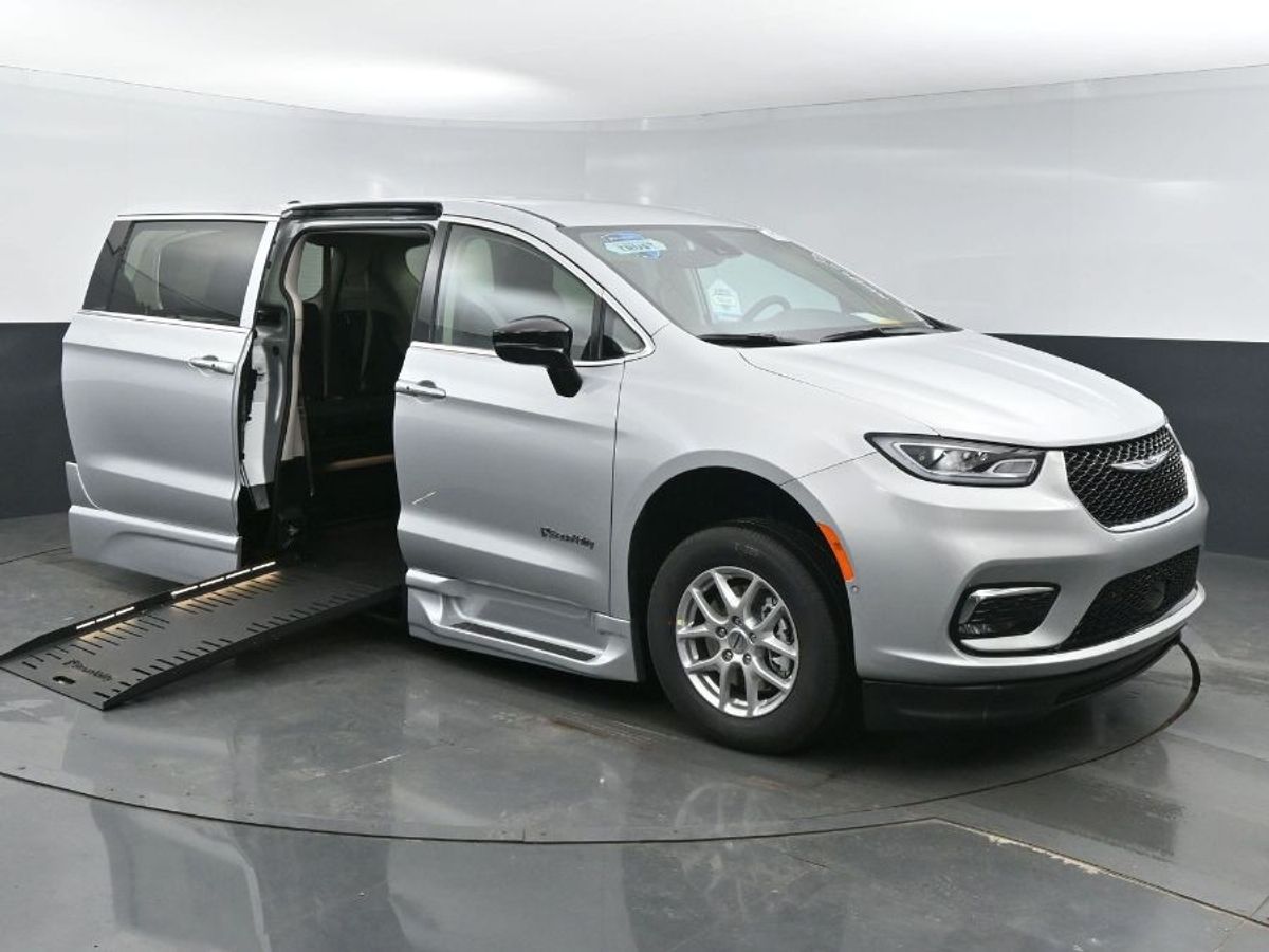 Silver Chrysler Pacifica with Side Entry Automatic Fold Out ramp