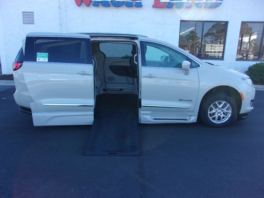 White Chrysler Pacifica with Side Entry Automatic In Floor ramp