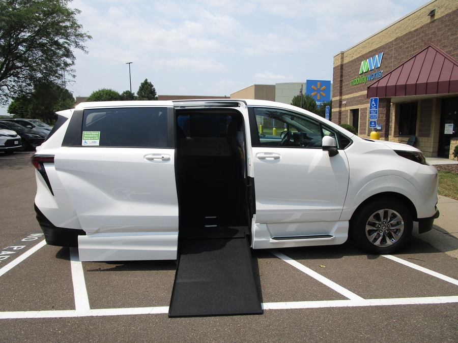 White Toyota Sienna with Side Entry Automatic In Floor ramp