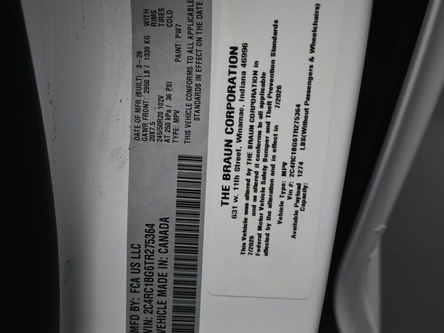 New 2026 Chrysler Pacifica Select Sport - BraunAbility Side Entry In Floor Automatic Ramp