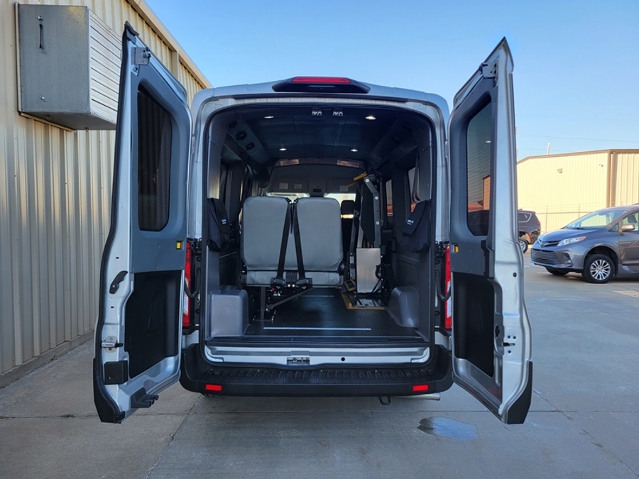 Used 2023 Ford Transit 150 2WD, MID ROOF, 148WB, SIDE SHIFT AND STEP CENTURY, FP CONS BENCH - SUNSET VANS Commercial Side Entry Entry Lift Automatic Ramp