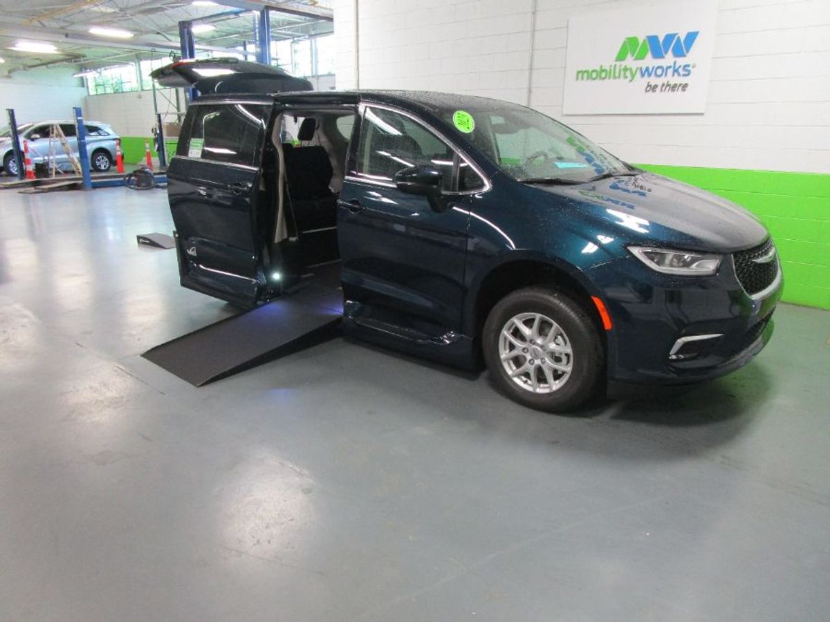 Blue Chrysler Pacifica with Side Entry Automatic In Floor ramp