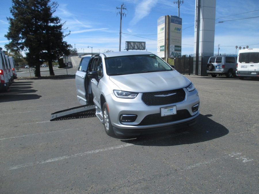 Silver Chrysler Pacifica with Side Entry Automatic Fold Out ramp