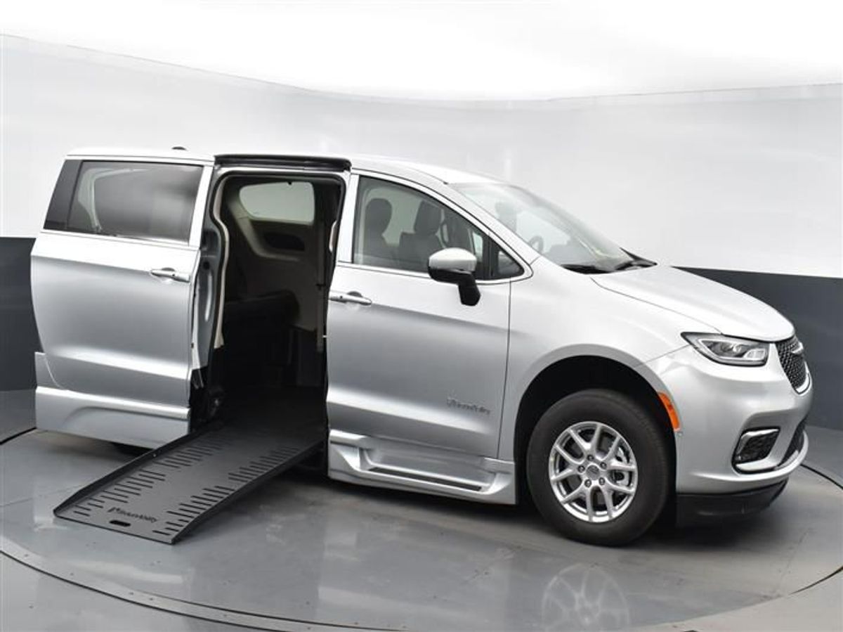 Silver Chrysler Pacifica with Side Entry Automatic Fold Out ramp