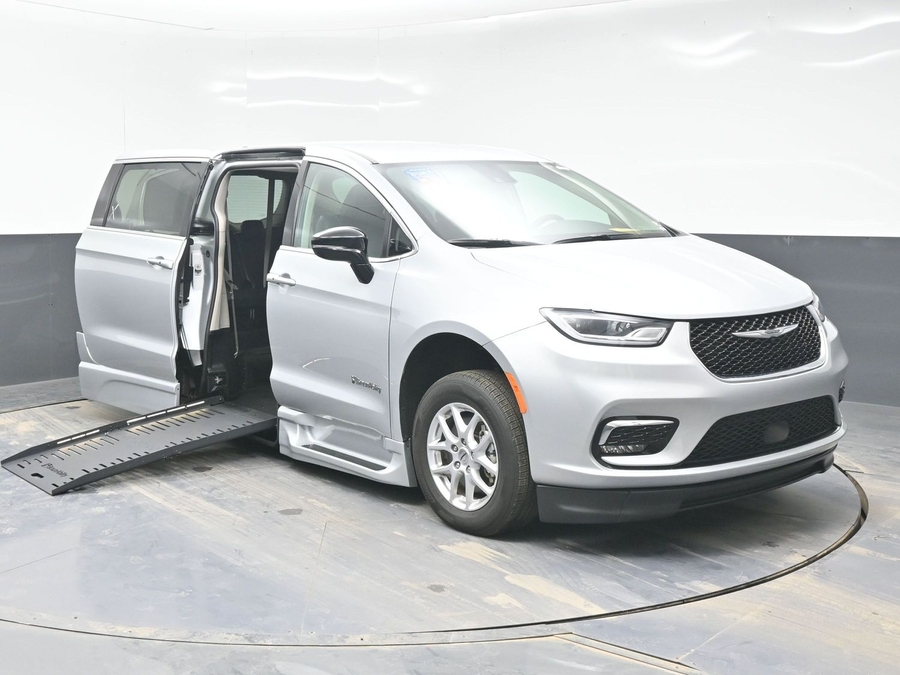 Silver Chrysler Pacifica with Side Entry Automatic Fold Out ramp
