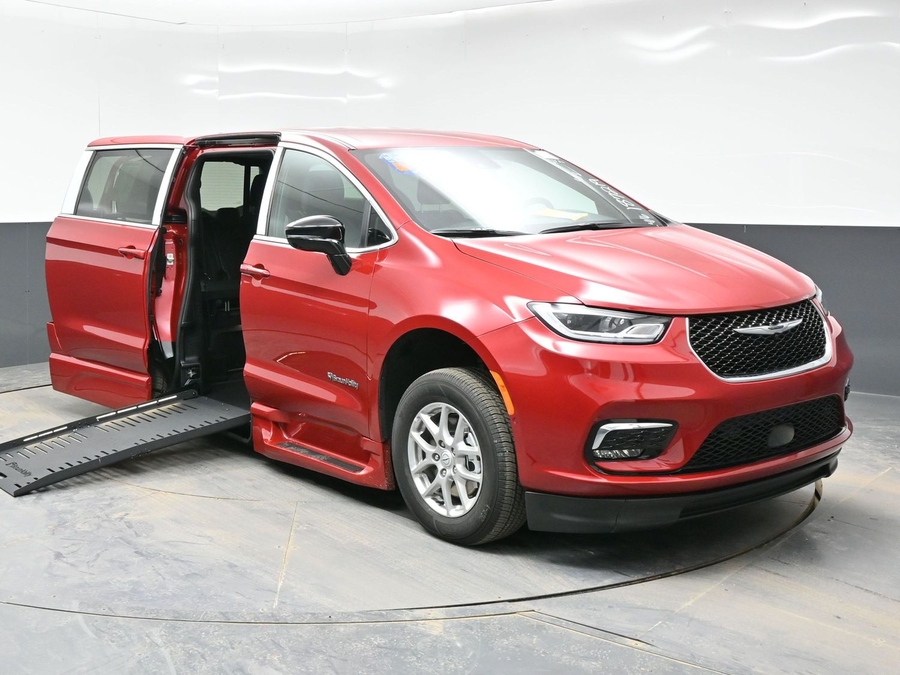 Red Chrysler Pacifica with Side Entry Automatic Fold Out ramp