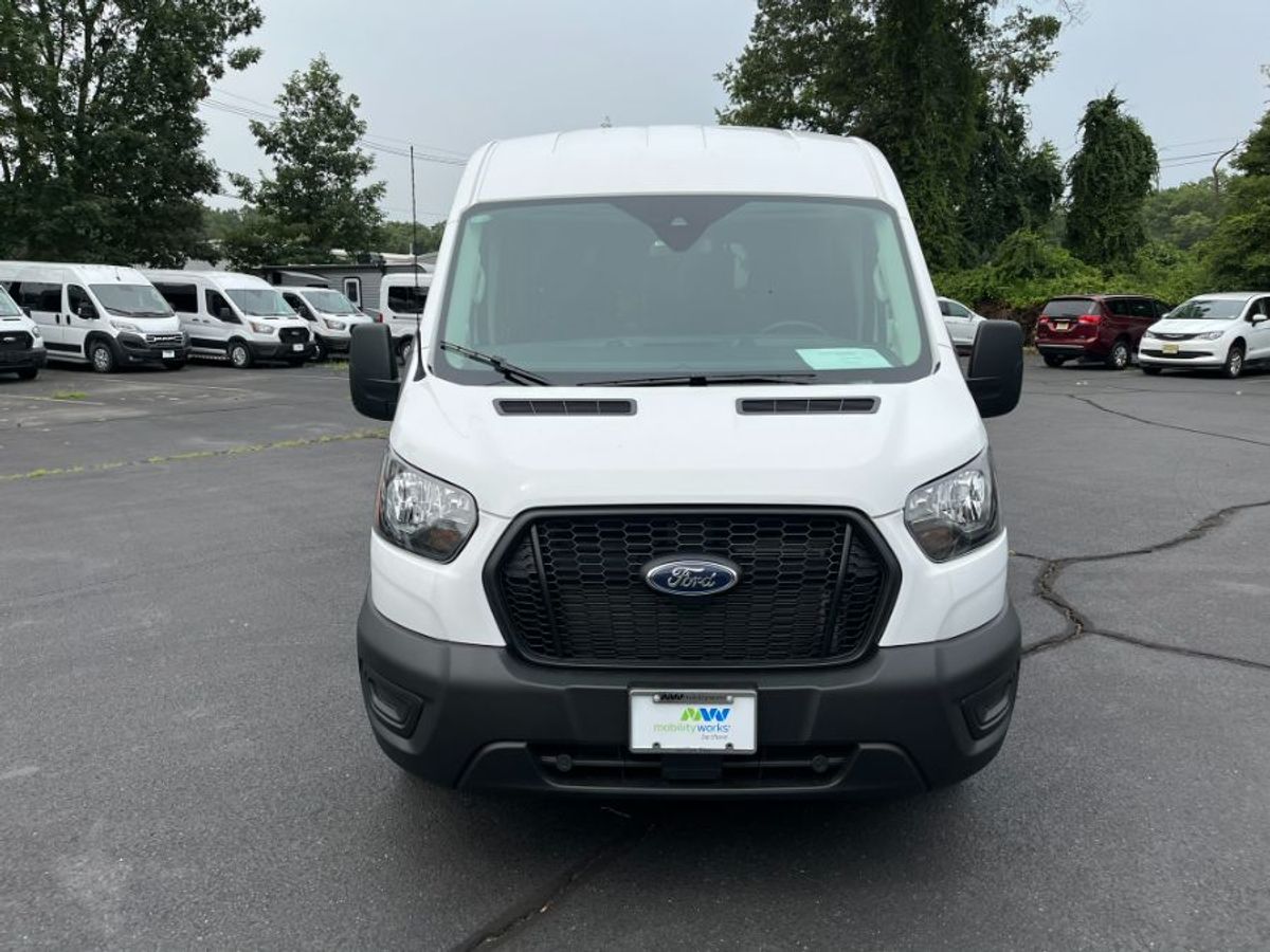 White Ford T350 with Rear Entry Automatic Fold Out ramp