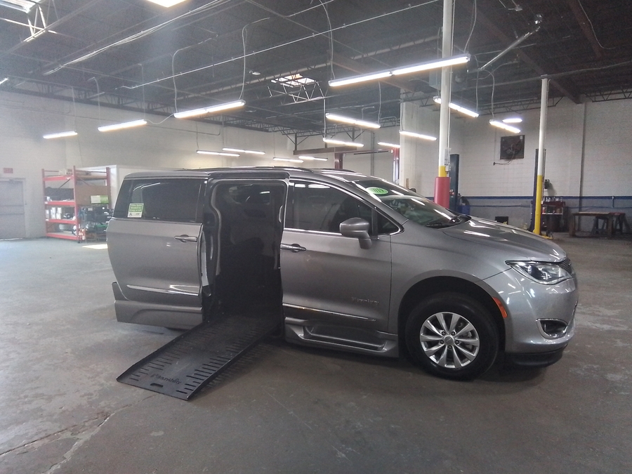 Silver Chrysler Pacifica with Side Entry Automatic Fold Out ramp