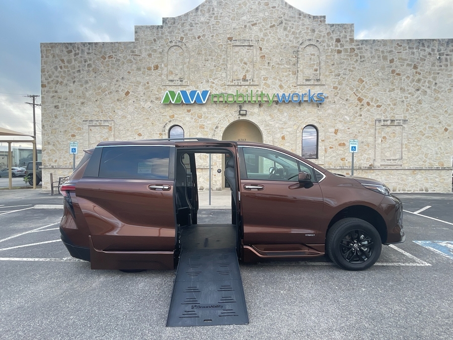 Orange Toyota Sienna with Side Entry Automatic Fold Out ramp