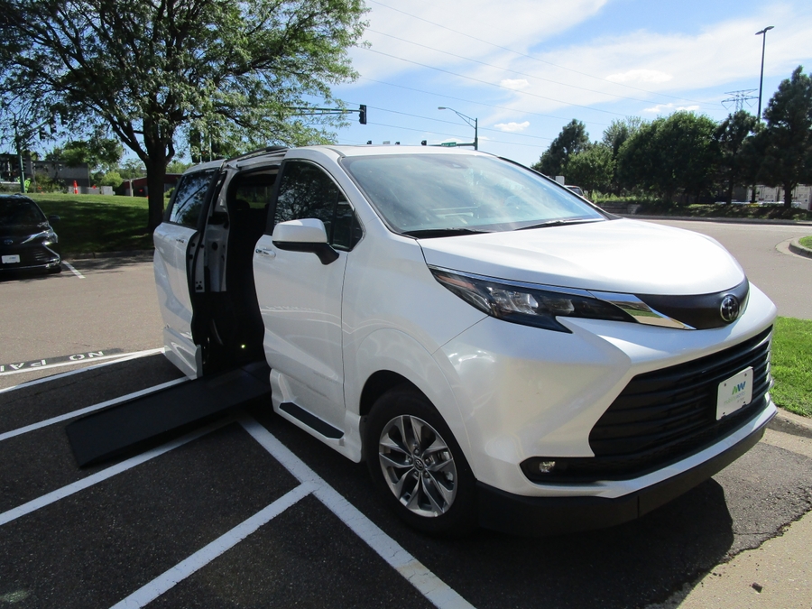 White Toyota Sienna with Side Entry Automatic In Floor ramp
