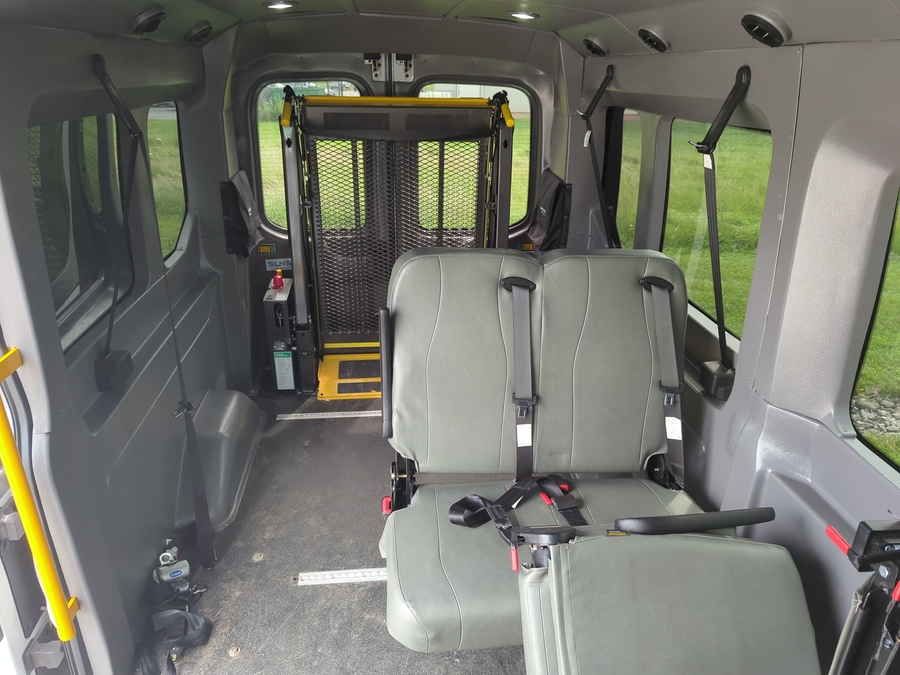 Used 2023 Ford Transit 150 2WD, MID ROOF, 148WB, REAR CENTURY LIFT, FP 204 - SUNSET VANS Rear Entry Lift Automatic Ramp