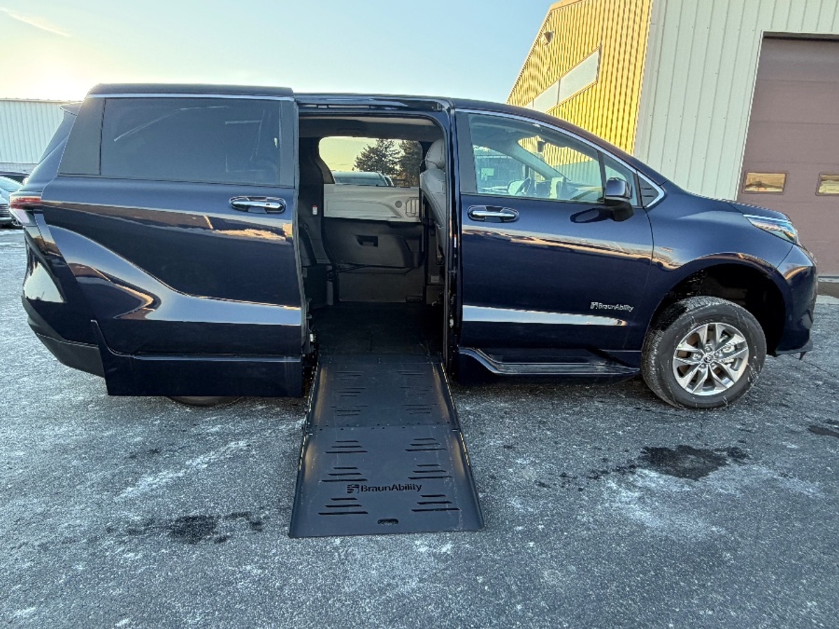 Blue Toyota Sienna with Side Entry Automatic Fold Out ramp