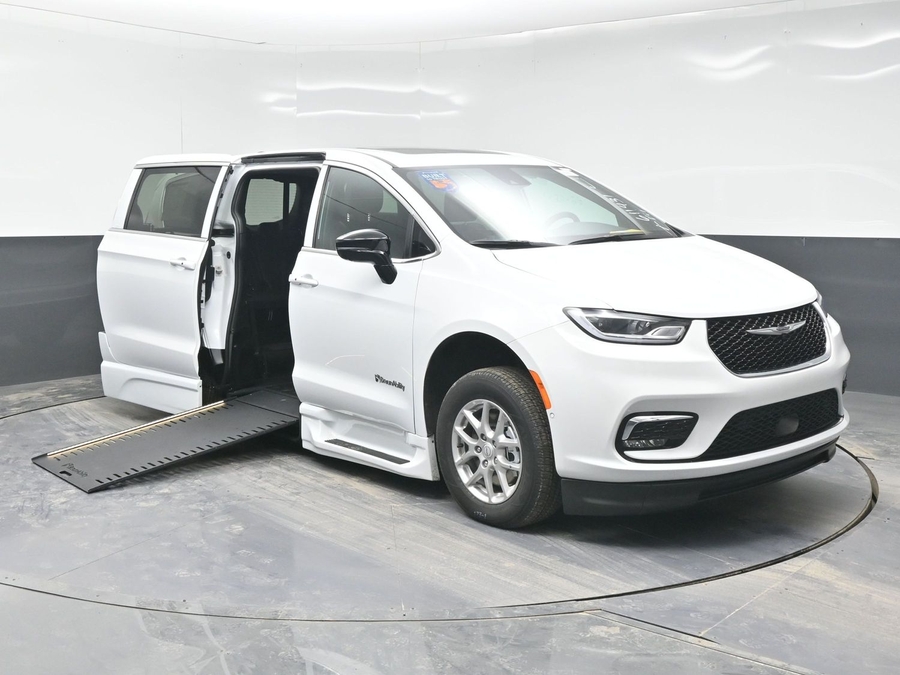 White Chrysler Pacifica with Side Entry Automatic In Floor ramp