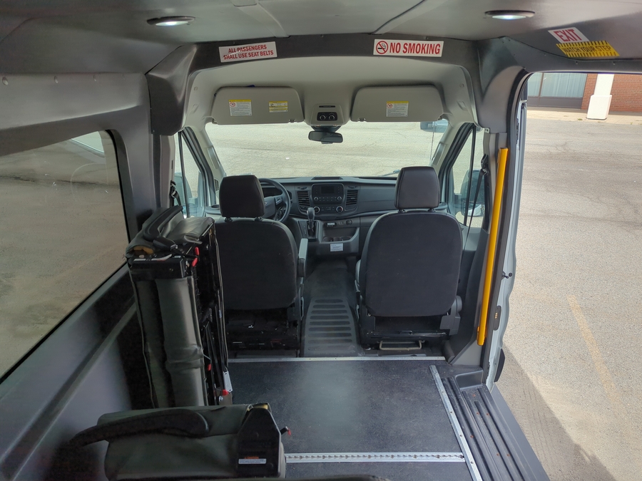 Used 2023 Ford Transit 150 2WD, MID ROOF, 148WB, REAR CENTURY LIFT, FP 204 - SUNSET VANS Rear Entry Lift Automatic Ramp